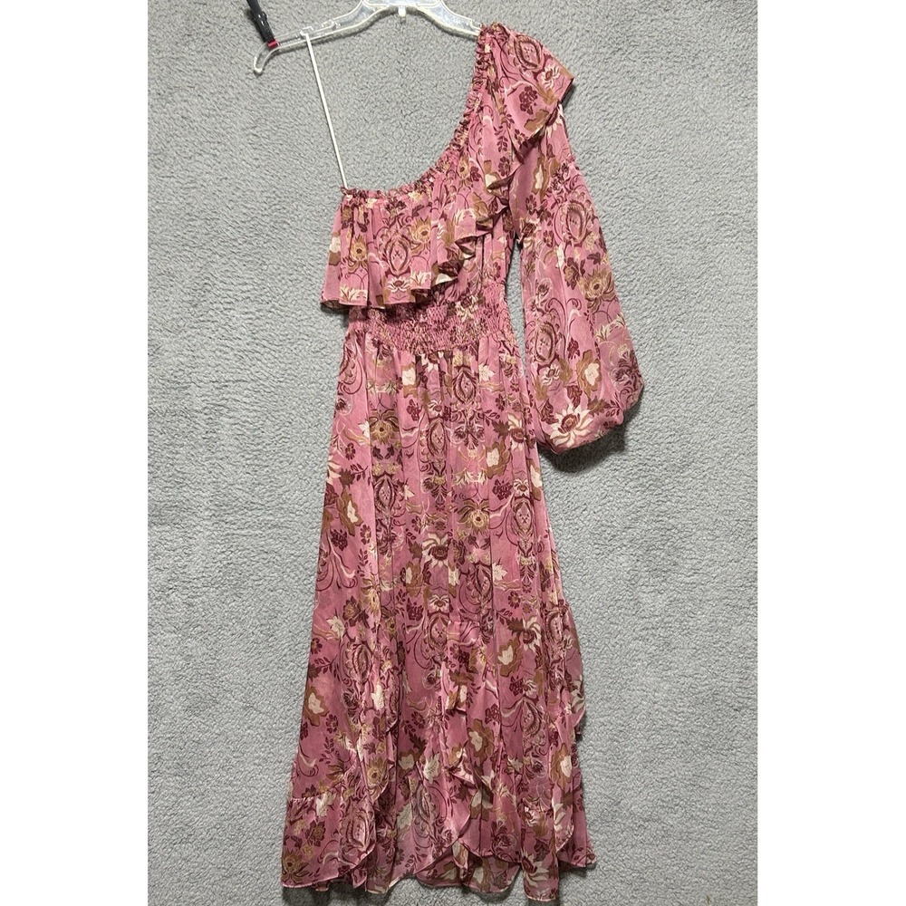 Misa Los Angeles One Shoulder Sleeve‎ Pink Floral  Sz Small Fairycore Flowy Maxi